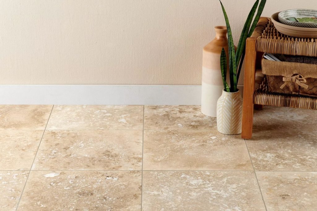 Interior view of a room with a wooden table and vase, highlighting tile flooring services in San Jose, CA.